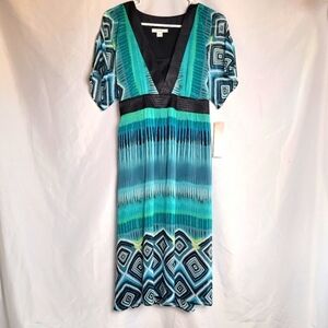 NWT Dressbarn Mixed Print Midi Dress Women's Size 10